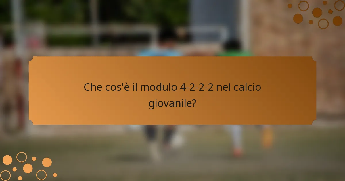 Che cos'è il modulo 4-2-2-2 nel calcio giovanile?