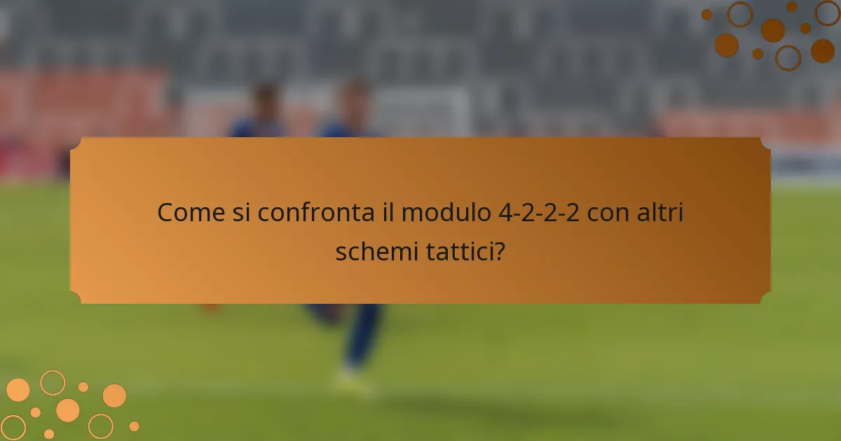 Come si confronta il modulo 4-2-2-2 con altri schemi tattici?