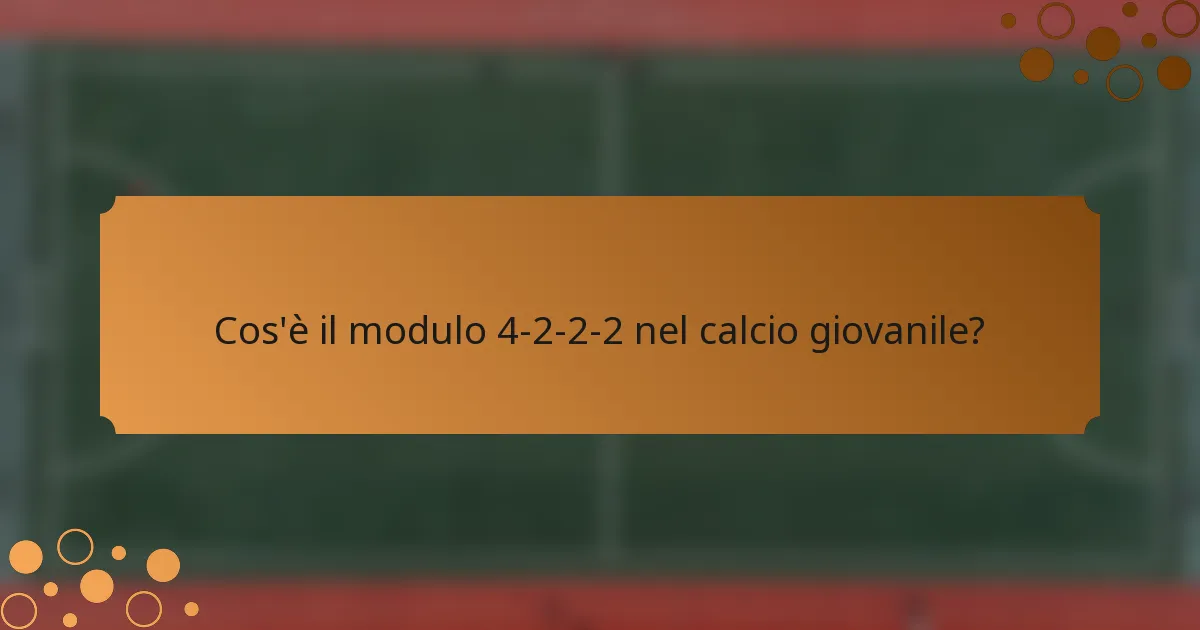 Cos'è il modulo 4-2-2-2 nel calcio giovanile?
